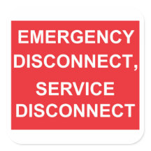 Desconexión de emergencia, Pegatinas de desconexió