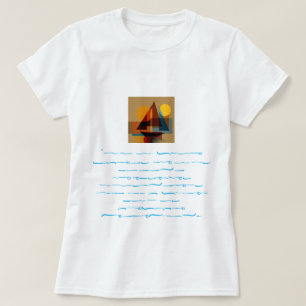 Descripción de camiseta blanca de arte de barco de