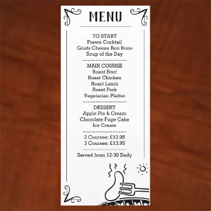 Descripción del menú de cena especial.