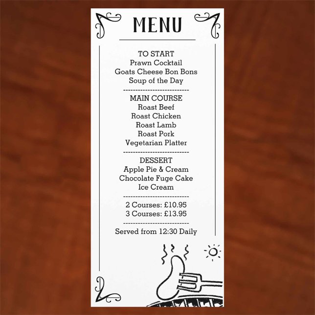 Descripción del menú de cena especial. (Subido por el creador)