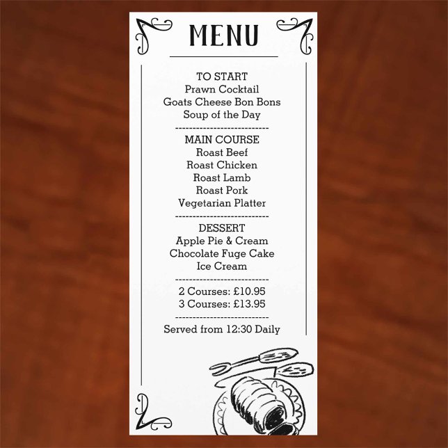 Descripción del menú de cena especial. (Subido por el creador)