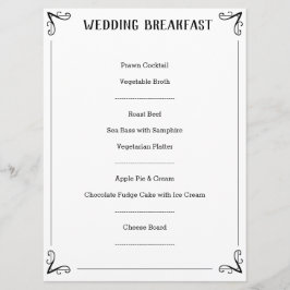 Descripción especial del menú de boda.