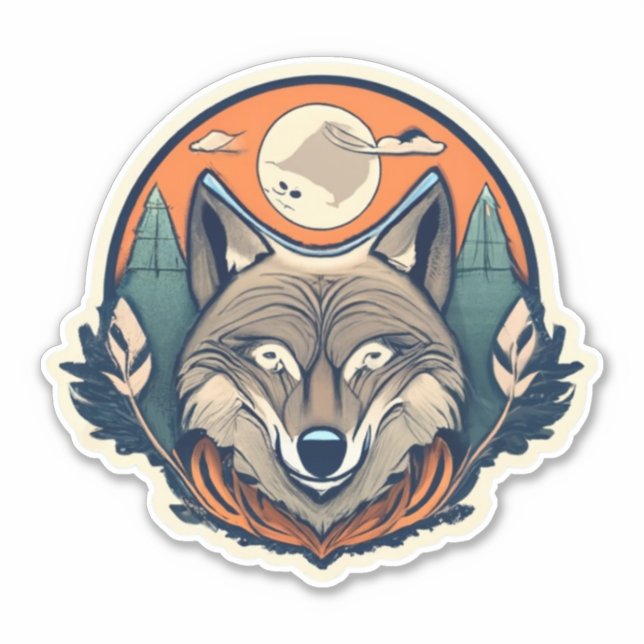 Descubra el arte de la artesanía de Pegatinas lobo (Anverso)