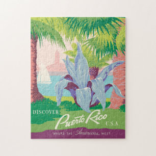 Descubre Puerto Rico, Rompecabezas de Póster Vinta