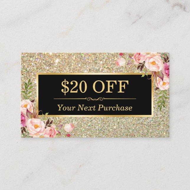 Descuento Cupón Salón De Belleza Purpurina Dorado  (Anverso)