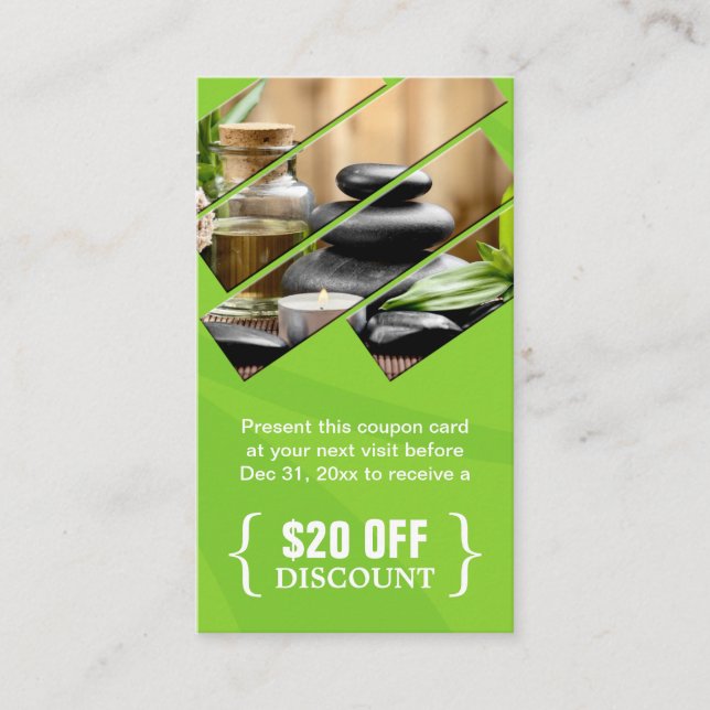 Descuento Cupón Zen Spa Salon Terapia de Masaje (Anverso)