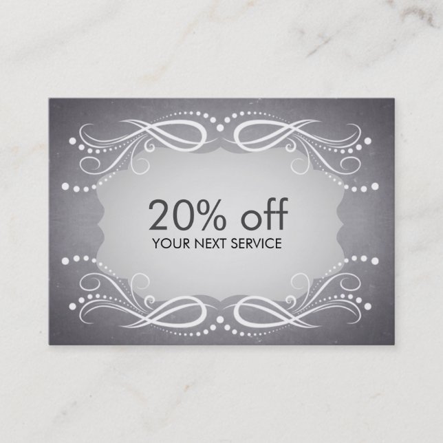 Descuento de cupón de tarjetas de Cupón Swirl Chal (Anverso)