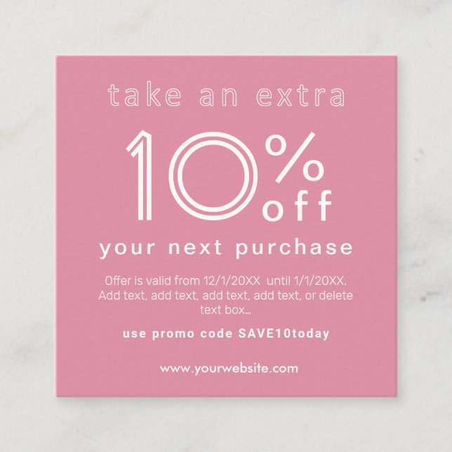 Descuento en la siguiente tarjeta de visita de com (Anverso)