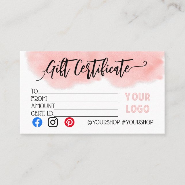 Descuento por venta de certificados de regalo para (Anverso)