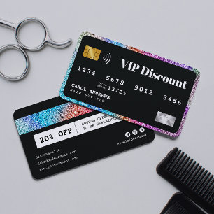 Descuentos Arcoíris Moderno Glitter Tarjeta VIP de Peluquería