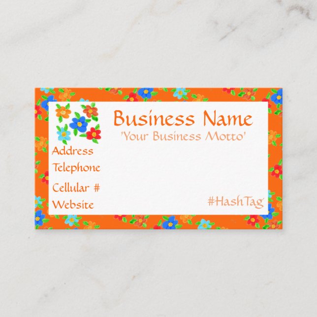 Descuentos Colorida tarjeta de presentación de diseño florido (Anverso)