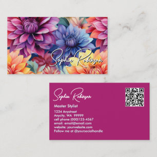 Descuentos Colorida tarjeta de visita Dahlia Flowers