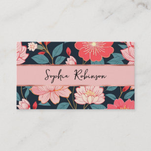Descuentos Elegante tarjeta de visita con flores de cerezo ro