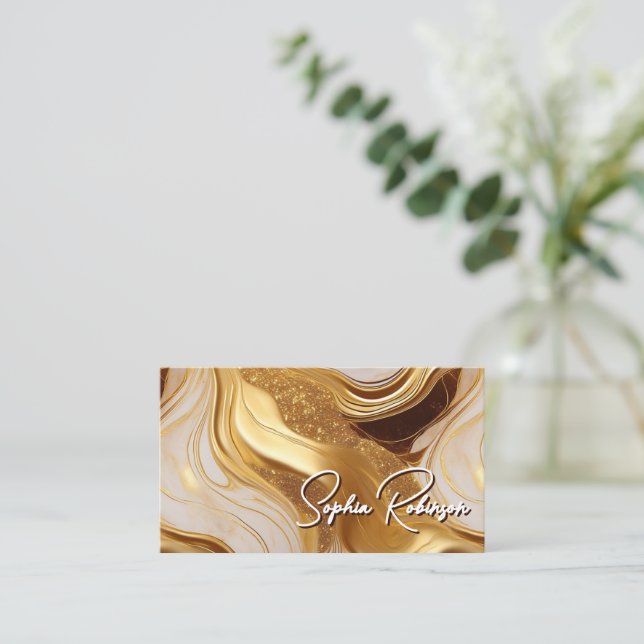 Descuentos Elegante tarjeta de visita Faux Gold y Marble (Anverso de pie)