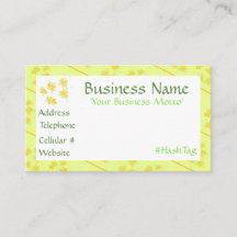 Pequeña tarjeta de visita florida amarilla