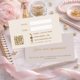 Descuentos Tarjeta de cita para cliente con código QR rosa po