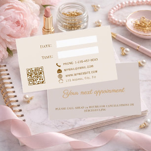 Descuentos Tarjeta de cita para cliente con código QR rosa po