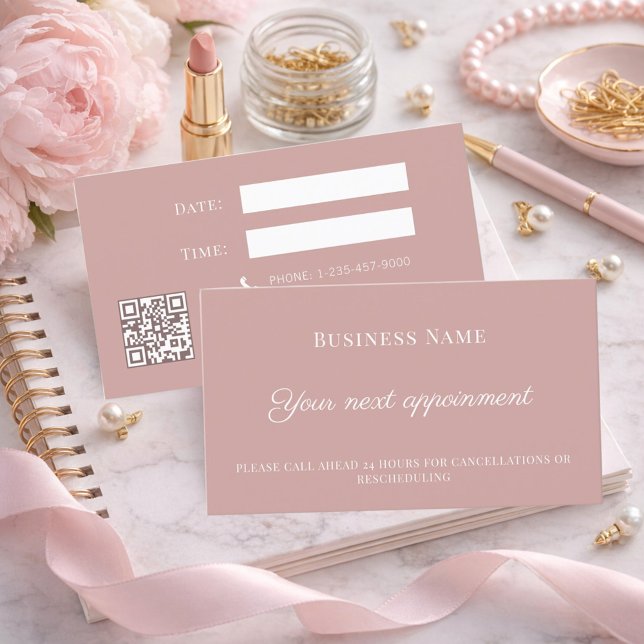 Descuentos Tarjeta de cita para cliente con código QR rosa po (Subido por el creador)