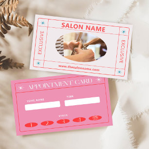 Descuentos Tarjeta de cita simple con estilo de pelo rosa de