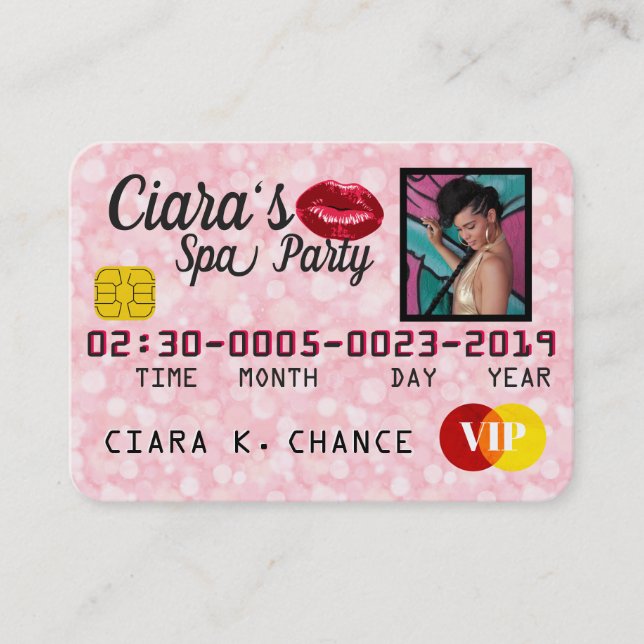 Descuentos Tarjeta de crédito VIP |Sparkling Pink|Invitacione (Anverso)