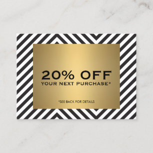 Descuentos Tarjeta de Cuento Retro Black White Pattern Gold N