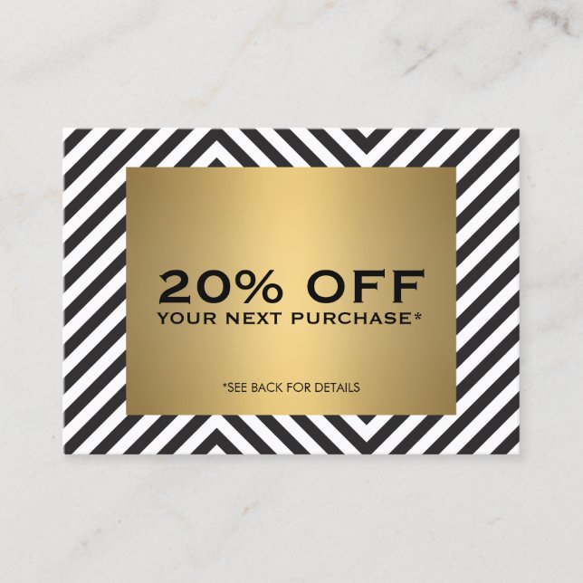 Descuentos Tarjeta de Cuento Retro Black White Pattern Gold N (Anverso)