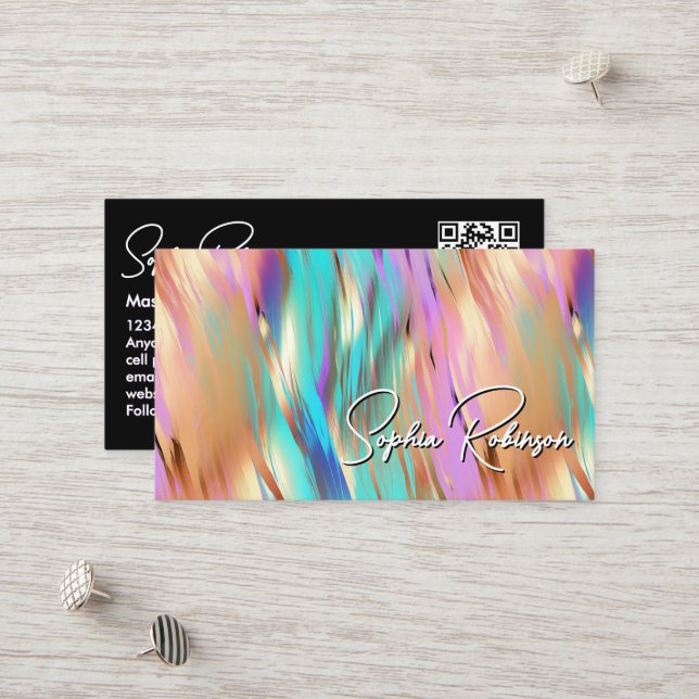 Descuentos Tarjeta de presentación holográfica multicolor (Anverso/Reverso In Situ)