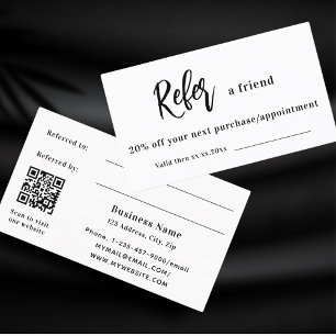Descuentos Tarjeta de referencia comercial de código qr blanc