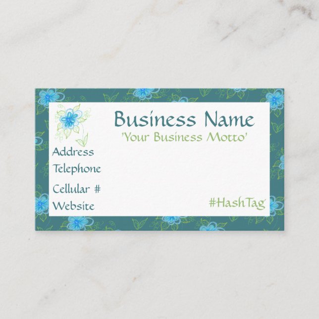 Descuentos Una tarjeta de presentación de diseño florido (Anverso)