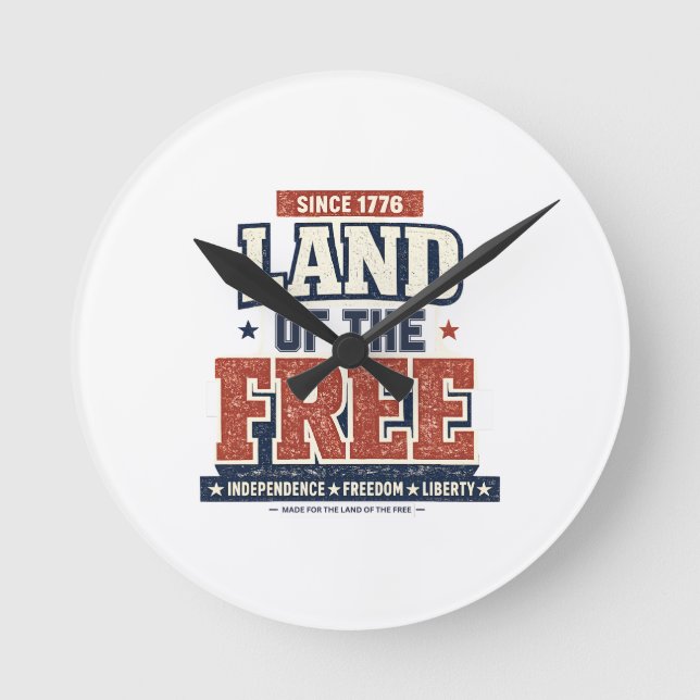 Desde 1776 Tierra de los Libres Reloj de Pared Pat (Anverso)