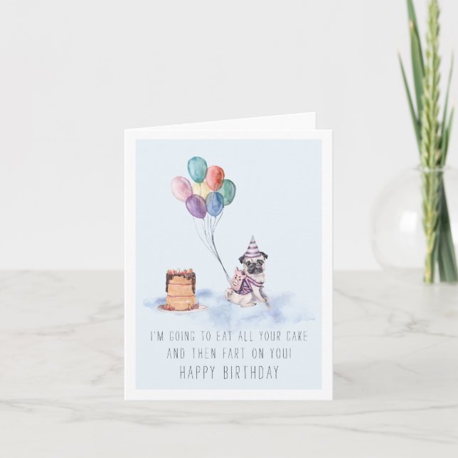 Desde el perro | Tarjeta de cumpleaños de Pug ador (Anverso)
