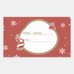 Desde Santa Etiqueta de regalo de Navidad roja