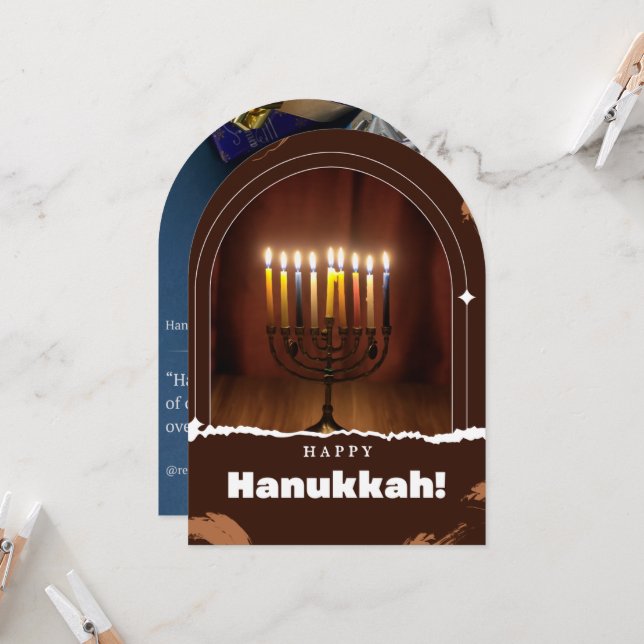 Desea Feliz Invitación a Hanukkah (Anverso/Reverso In Situ)