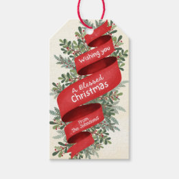 Deseándole una Navidad Bendita Etiqueta con Nombre