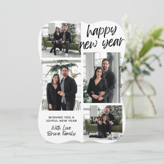 Deseándote un año nuevo alegre con tarjeta de vaca (Anverso de pie)