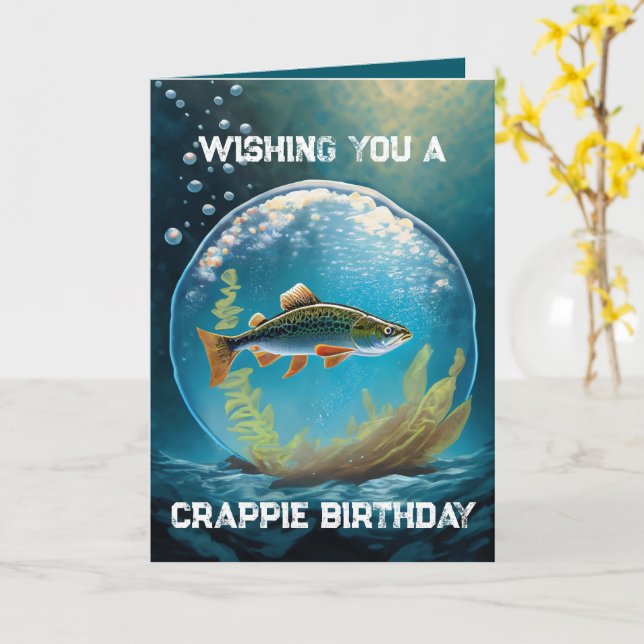 Deseándote una tarjeta de cumpleaños de Crappie (flor amarilla)