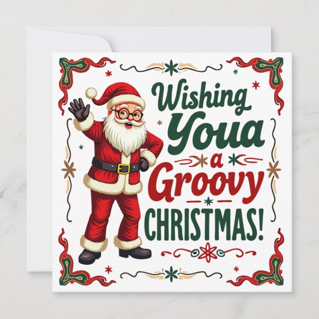 Deseándote una Tarjeta de Navidad Groovy (Anverso)