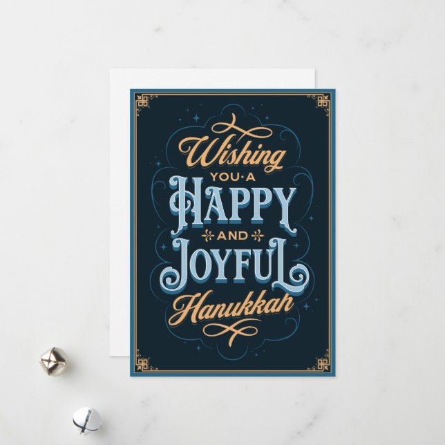Deseándote una tarjeta Hanukkah feliz y alegre (Anverso/Reverso In Situ)