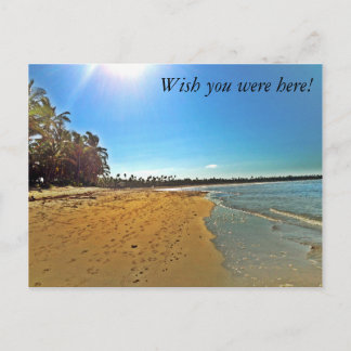 ¡Desearía que estuvieras aquí! postal de playa de