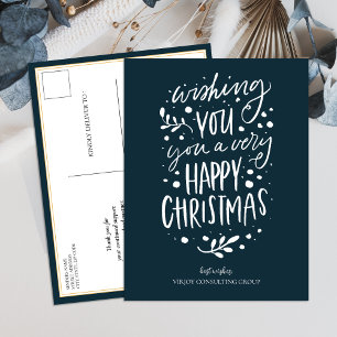 Desearte Feliz Navidad Blue Script Business