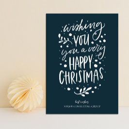 Desearte Feliz Navidad Blue Script Business
