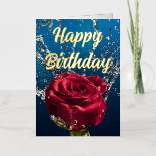 Deseo de cumpleaños elegante con rosa roja persona