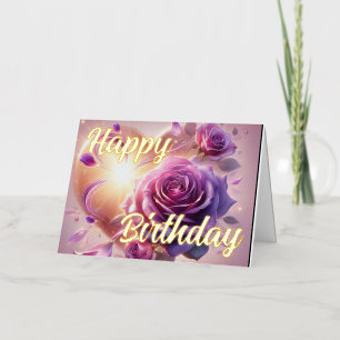 Deseo de cumpleaños elegante con rosa rosa persona
