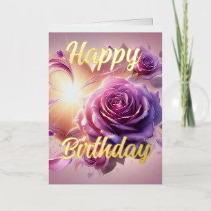 Deseo de cumpleaños elegante con rosa rosa persona