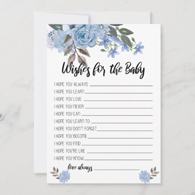 Deseos azules de las flores para las tarjetas de (Anverso)