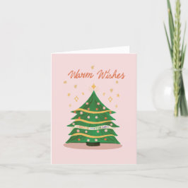 Deseos Cálidos Árbol de Navidad Retro Rosa Pastel