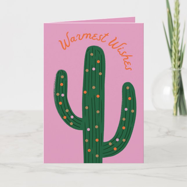 Deseos Cálidos Festividad Cactus Tarjeta de Saludo (Anverso)