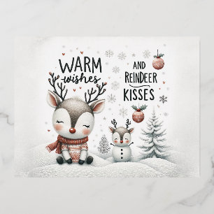 Deseos cálidos y besos de reno postal