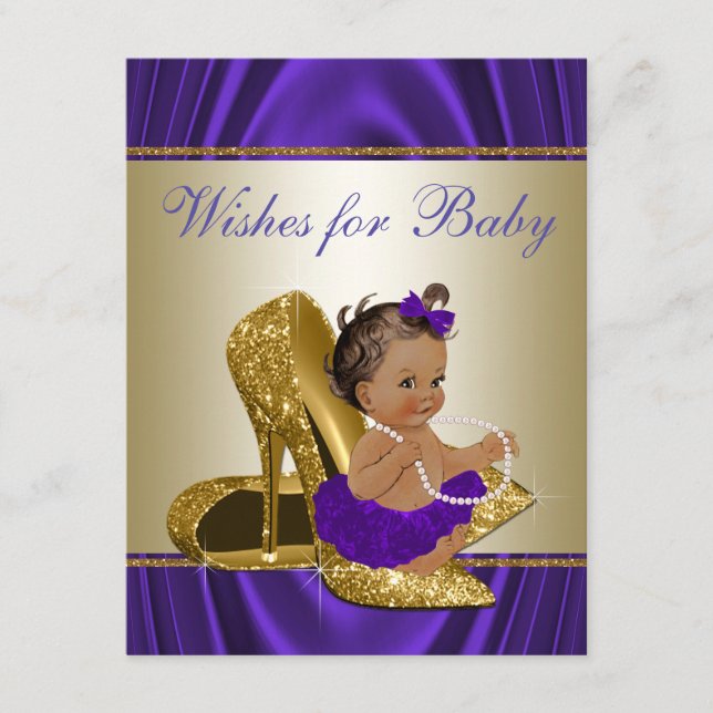 Deseos chicas para el juego morado de Baby Shower  (Anverso)