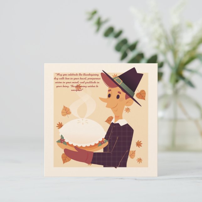 Deseos de Acción de Gracias Ilustrador dibujado a  (Anverso de pie)